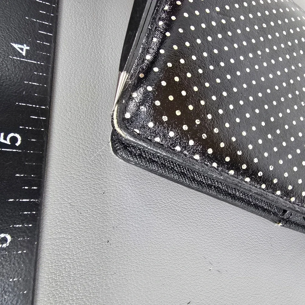 Kate Spade New York Black Polka Dot Saffiano Leather Bifold Slim Wallet